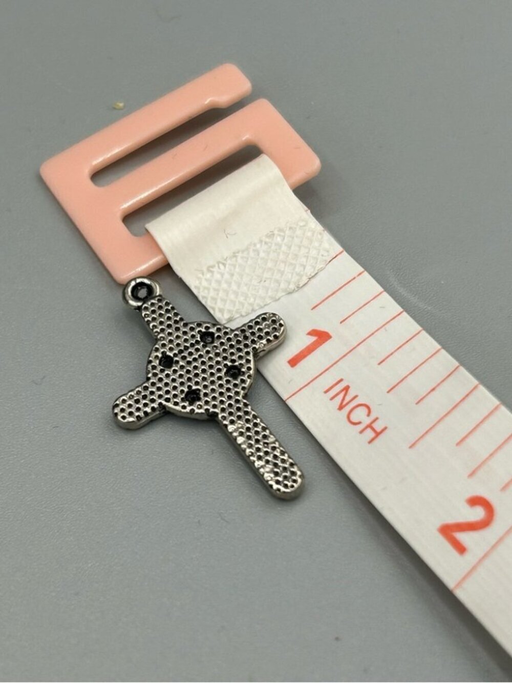 Silver Tone Textured Cross Pendant Marcasite Look Charm - Picture 8 of 9